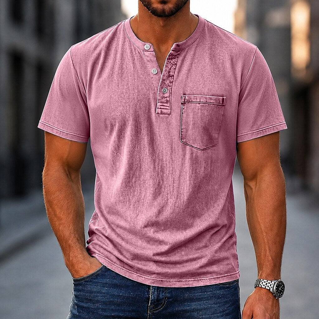 Vintage Washed 100% Cotton Henley