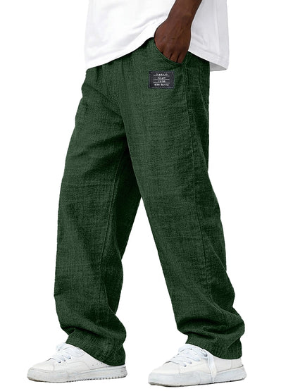 Men's Summer Linen Pants -Elastic Drawstring Waist