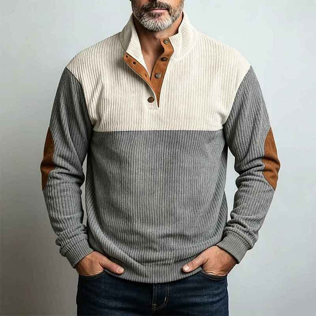 Stylish Patchwork Corduroy Sweatshirt