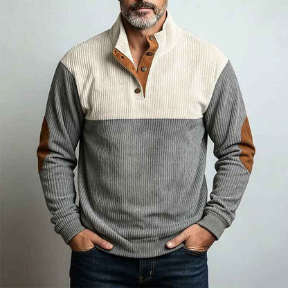 Stylish Patchwork Corduroy Sweatshirt
