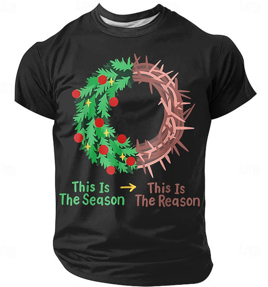 Men's Biker Christmas Faith Graphic Crewneck T-Shirt