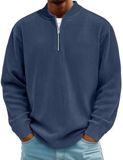 Breathable Zipped  Corduroy Henley Shirt