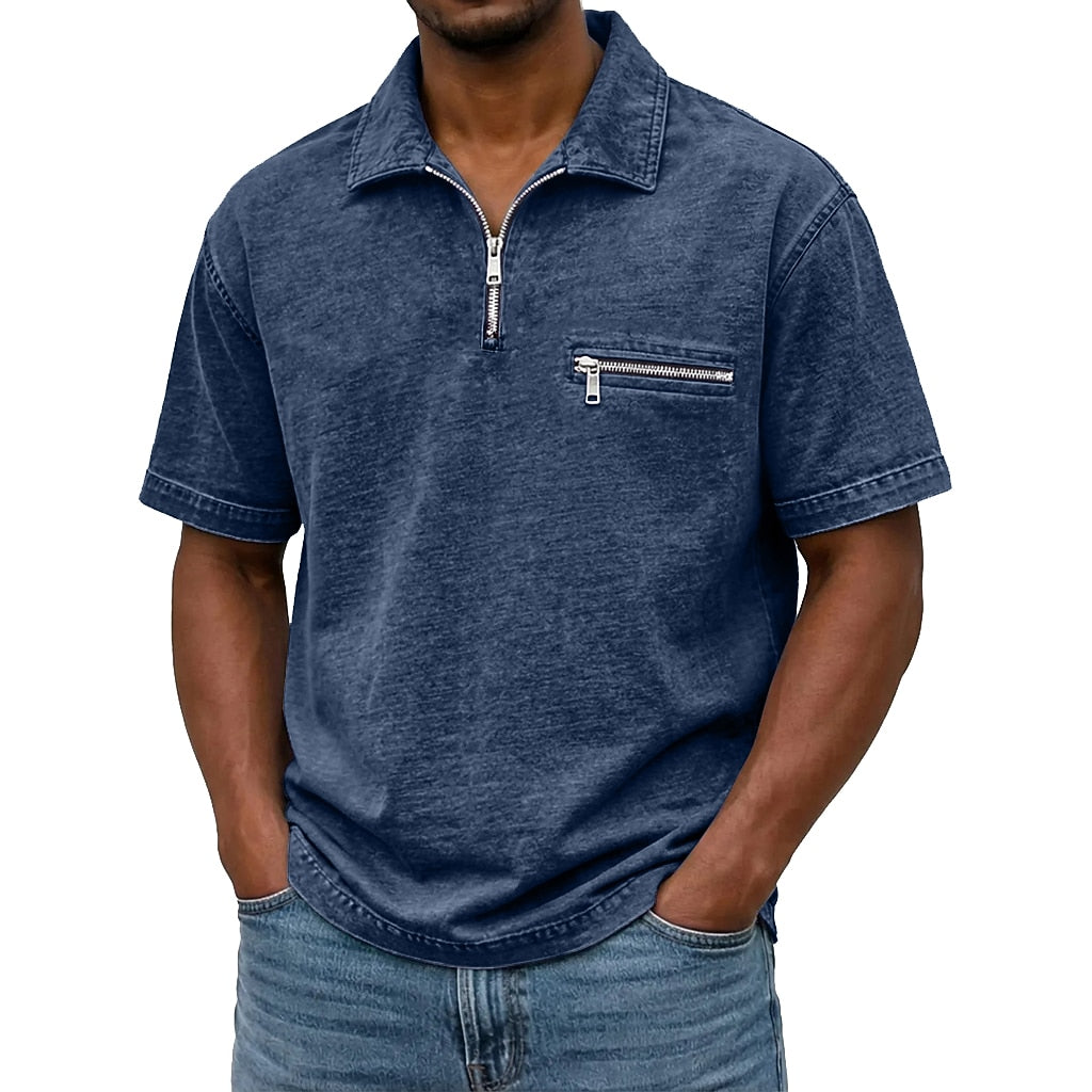 100% Cotton Quarter Zip Ribbed Polo