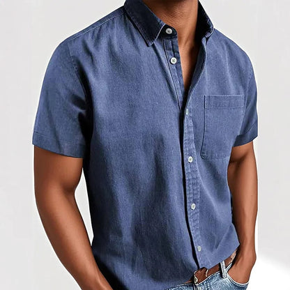 Men's Cotton Shirt -Casual Short Sleeve Button-Up