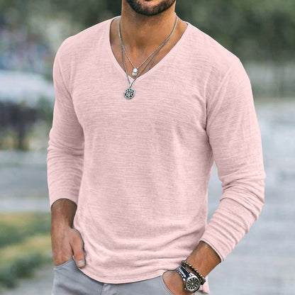 V-neck  Breathable Linen Tee