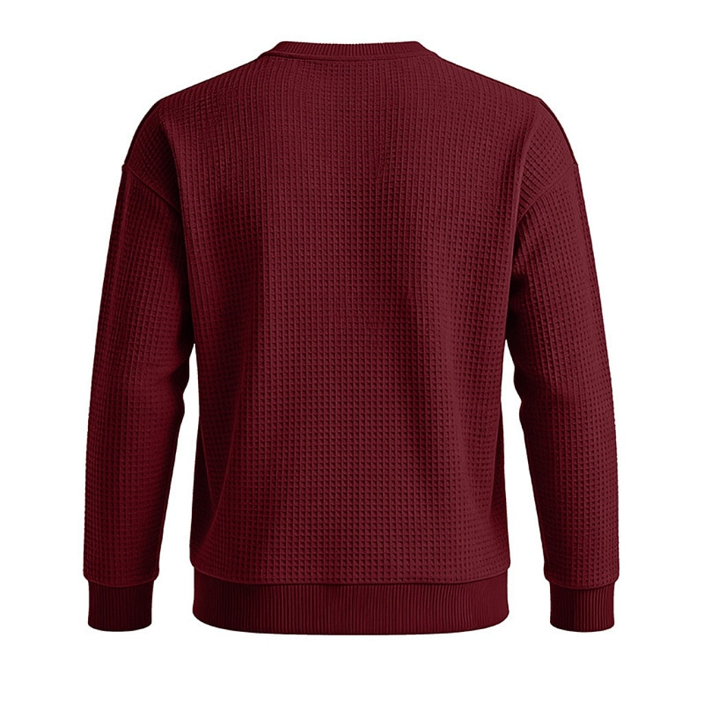 Classic Waffle Knit Crew Neck Sweatshirt