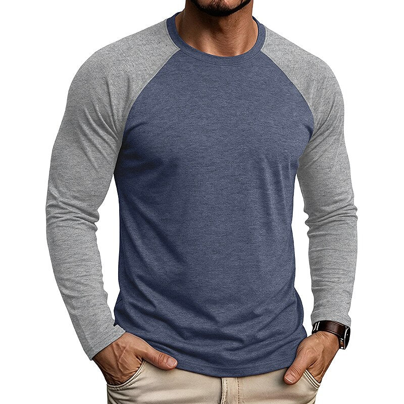 Casual Colorblock Long Sleeve T-shirts