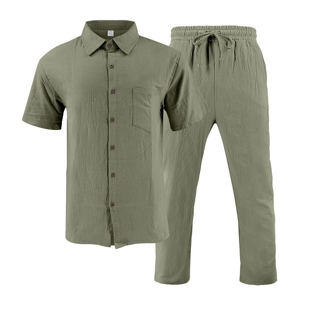Cotton Linen Shirt & Pants Set