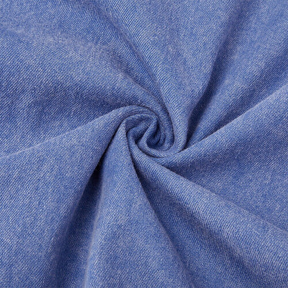 Washed Cotton Colorblock Denim Shirt