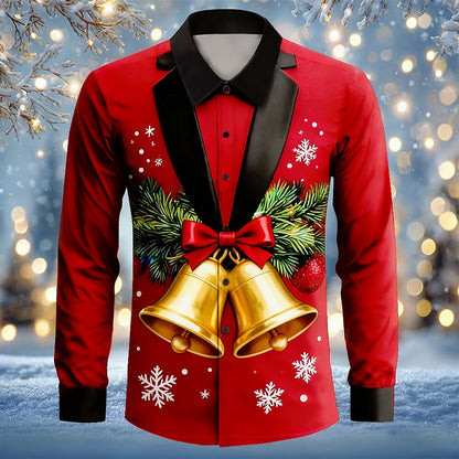Men's Christmas Lights Tuxedo Print Shirt