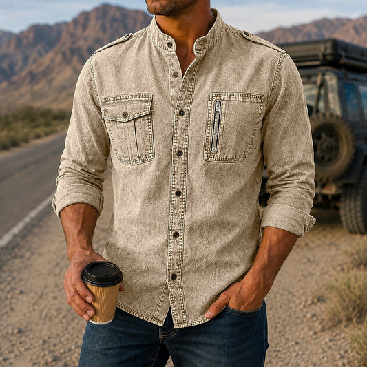 Broken-In Comfort Washed Cotton Denim Shirt