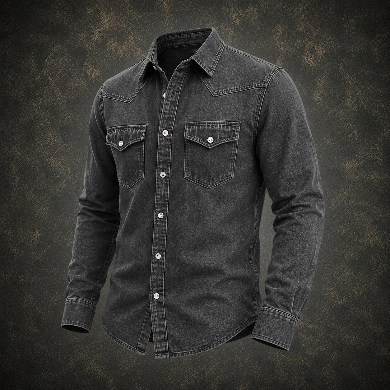 Vintage Washed Cotton Denim Work Shirt