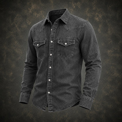 Vintage Washed Cotton Denim Work Shirt