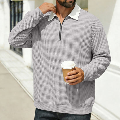 Cozy Waffle Quarter-Zip Polo Shirts