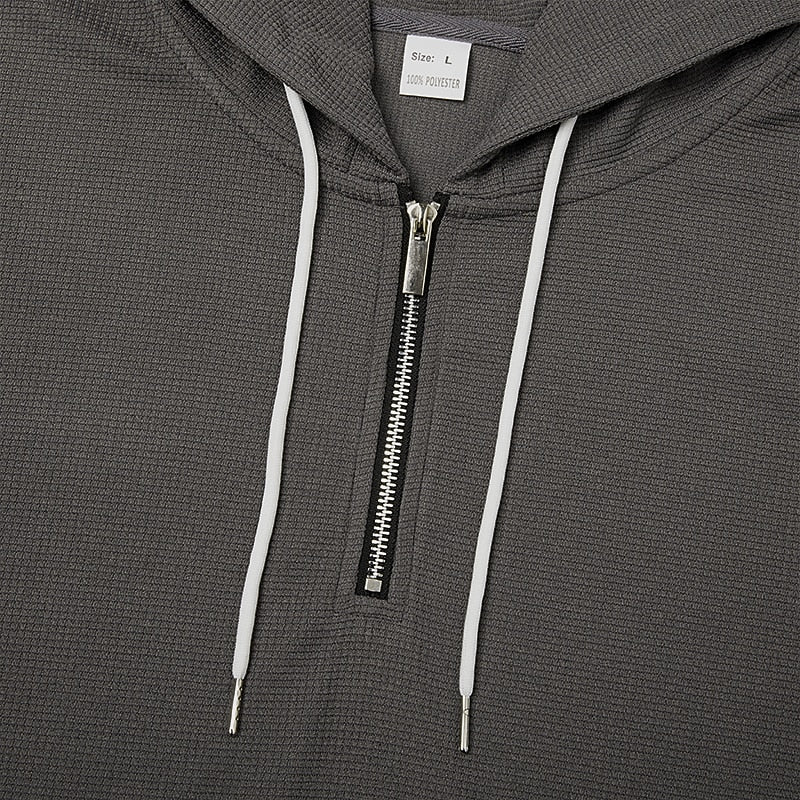 Classic Waffle Knit Quarter Zip Hoodie