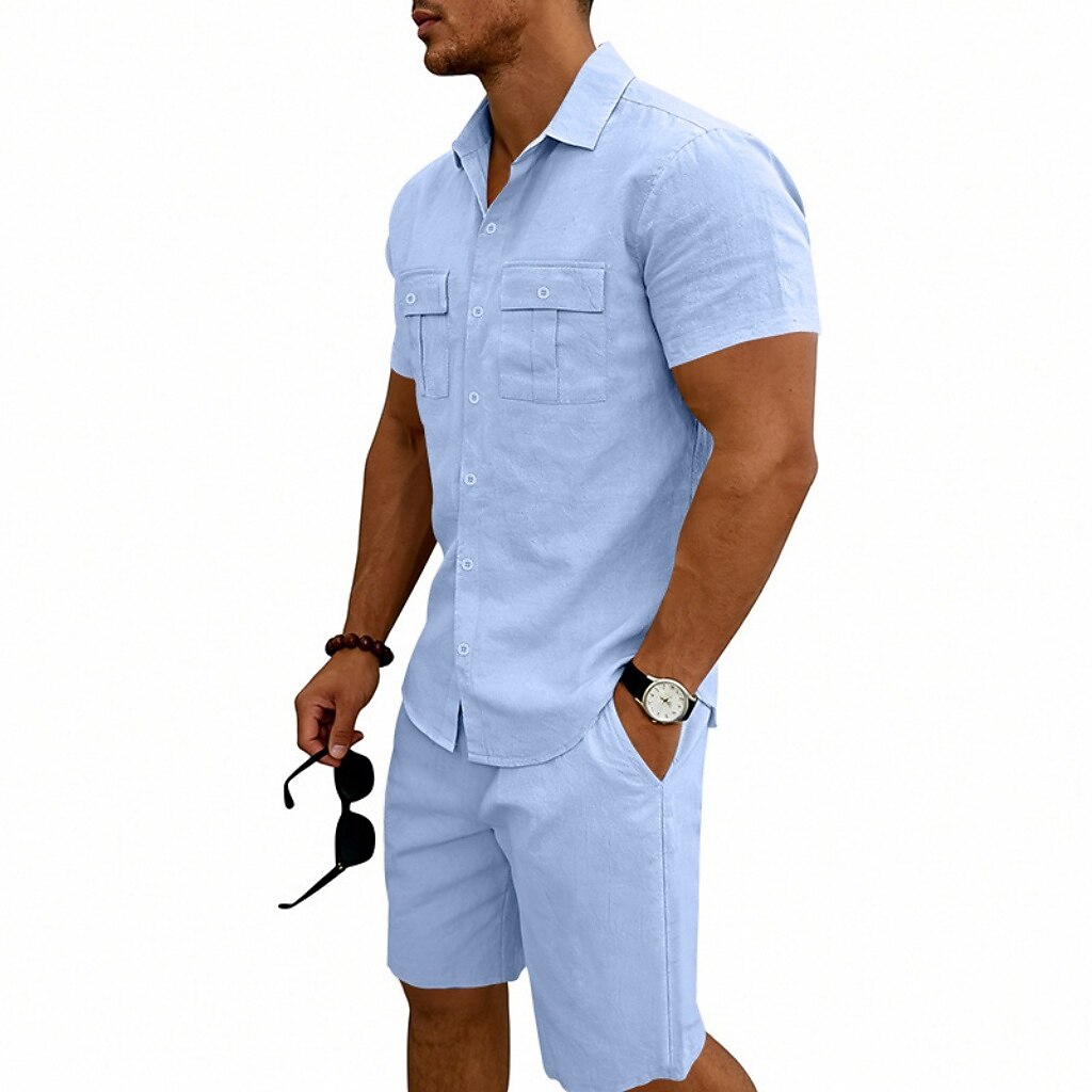 Men's Linen Shirt & Shorts Set