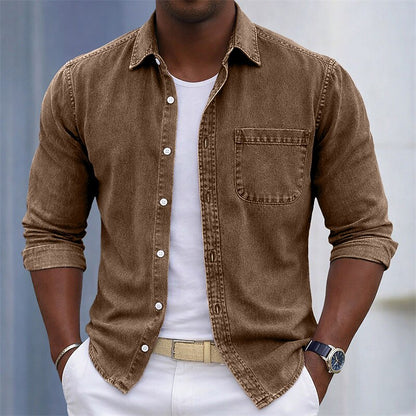 100% Cotton Acid Wash Button-Up Shirt