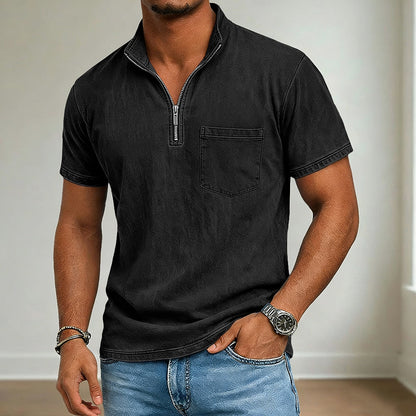 Men's Henley T-Shirt-100% Cotton, Solid Vintage