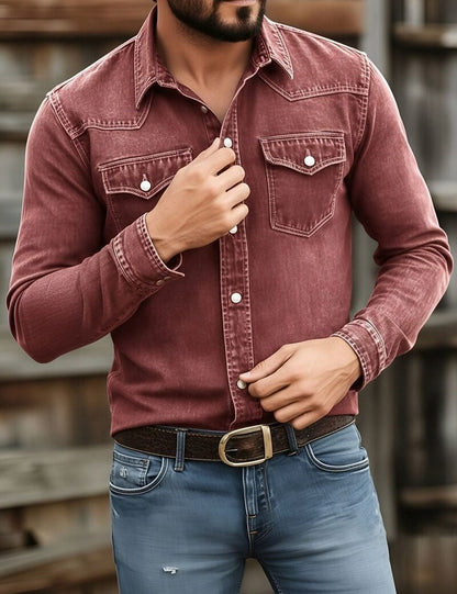 Washed Cotton Button Work Shirt