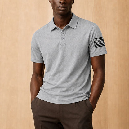 Textured 100% Cotton Embroidered Pique Polo