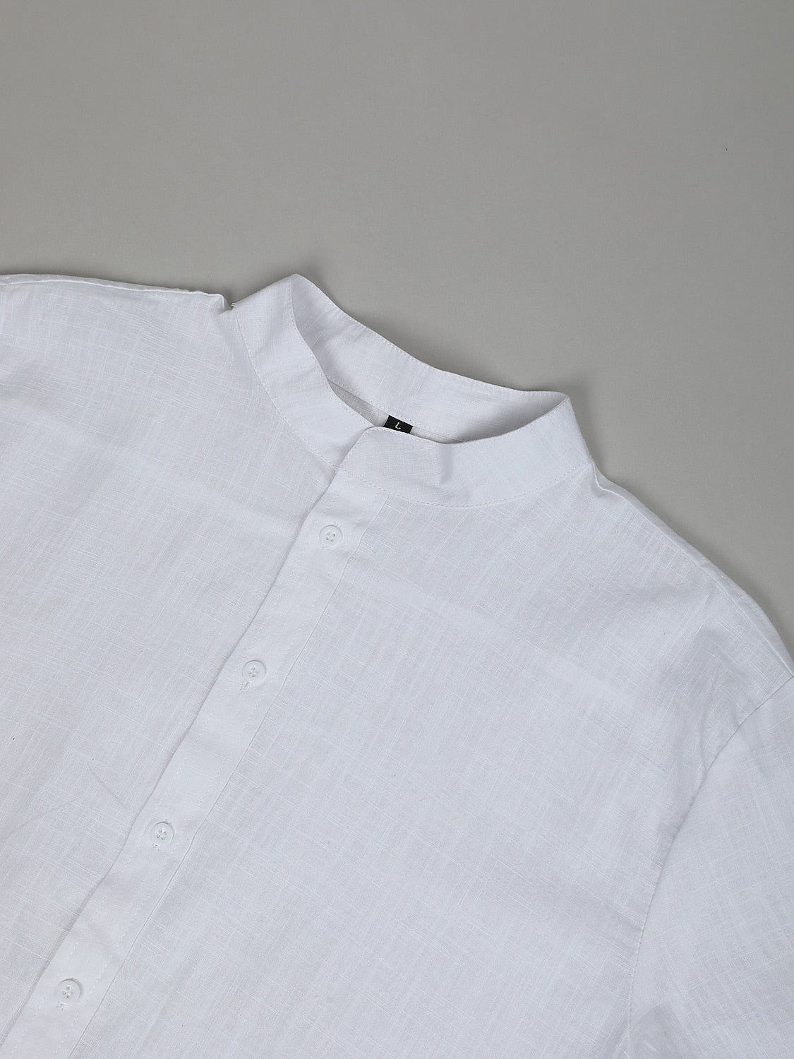 Soft Linen Shirt for Men - Band Collar Short Sleeve