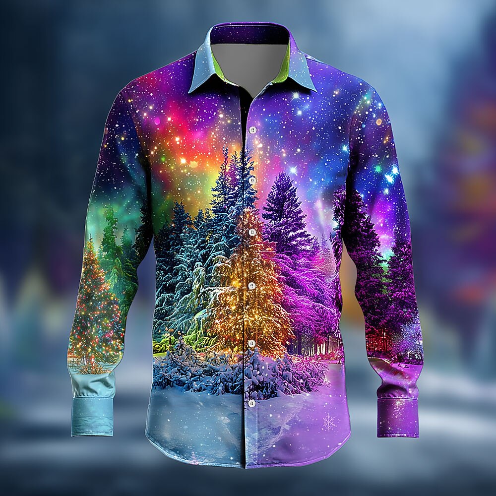 Christmas Tree Aurora Costume Button Shirt