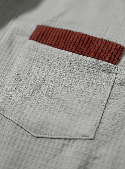 Textured Quarter Zip Colorblock  Waffle Polo