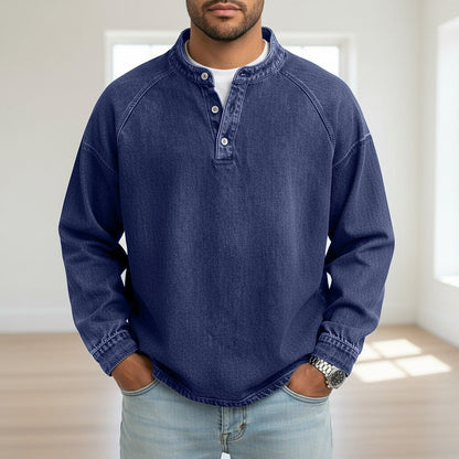 Broken-in Comfort Washed Cotton Henley Shirt