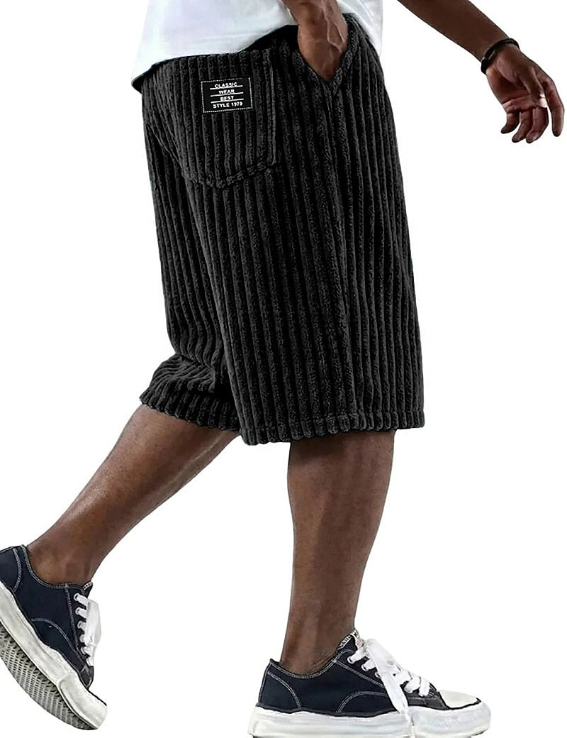 Casual Corduroy Shorts-Comfortable Elastic Waist Summer Wear