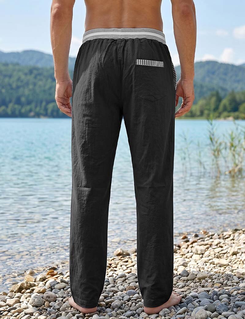 Lightweight Linen Pants With Elastic Waist