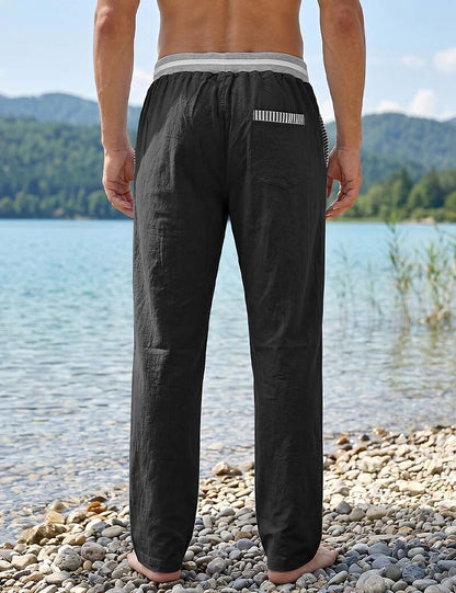 Lightweight Linen Pants With Elastic Waist
