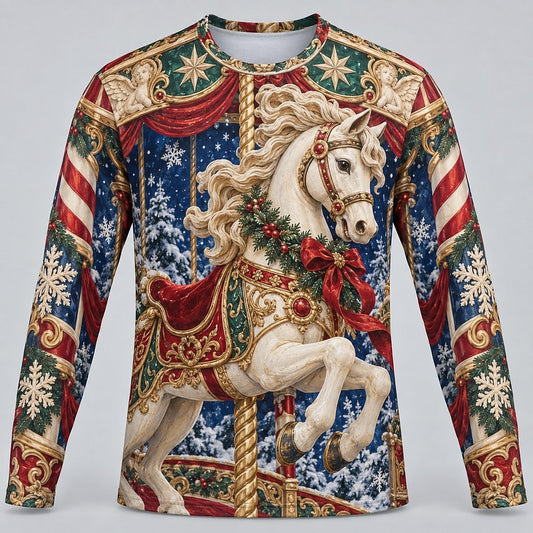 Men's Christmas Horse Long Sleeve Graphic Tee