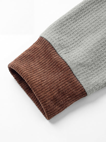 Textured Quarter Zip Colorblock  Waffle Polo