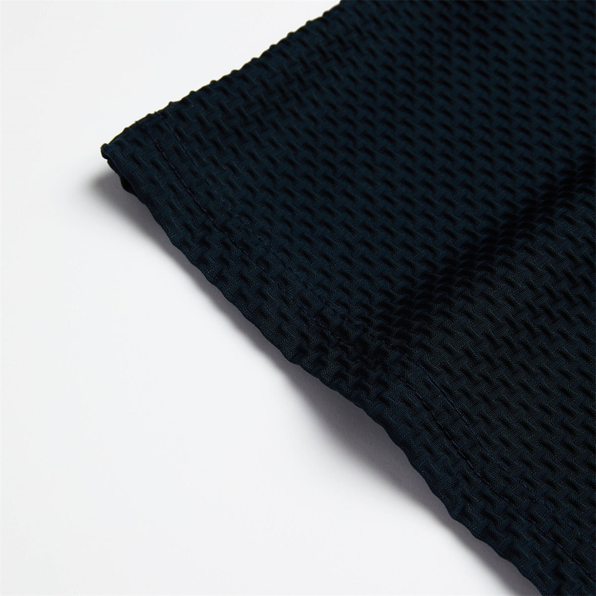 Basic Waffle Polo Shirt-Casual Short Sleeve Men's Top