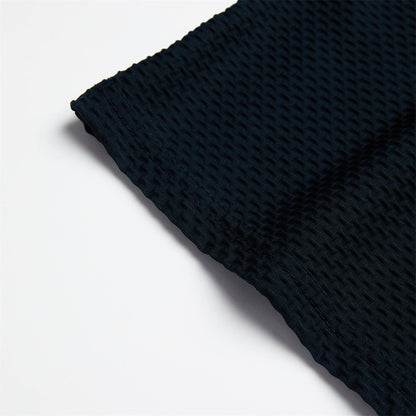 Basic Waffle Polo Shirt-Casual Short Sleeve Men's Top