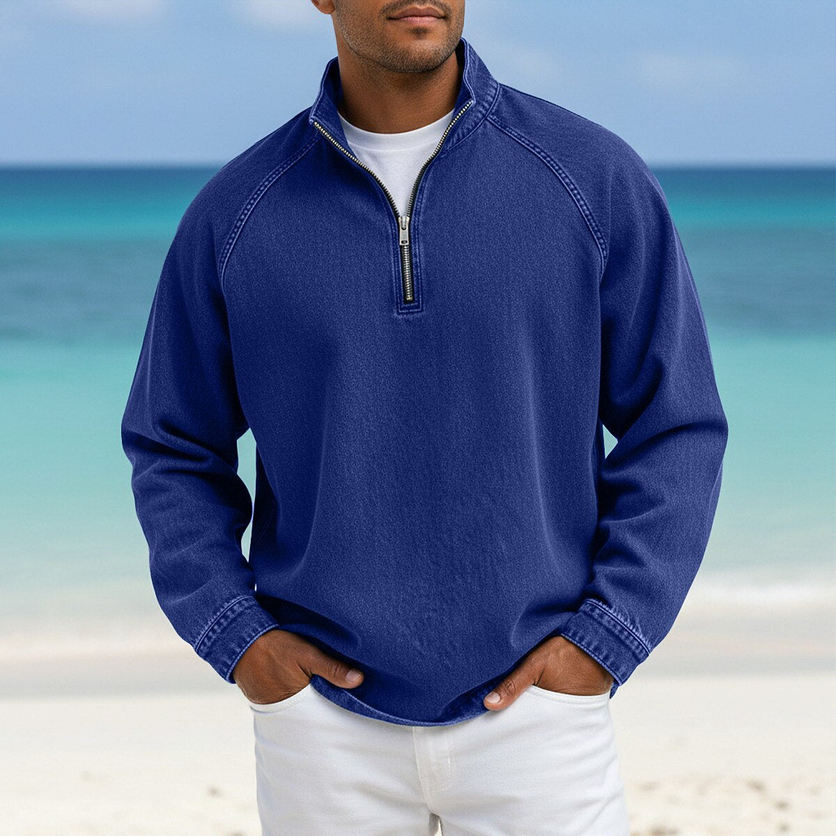 Washed Cotton Henley Shirt