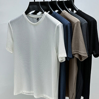 Men's Waffle Tee Top-Fashion Casual Outdoor Shirt