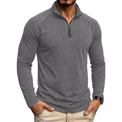 Relaxed Washed Cotton Henley Shirt