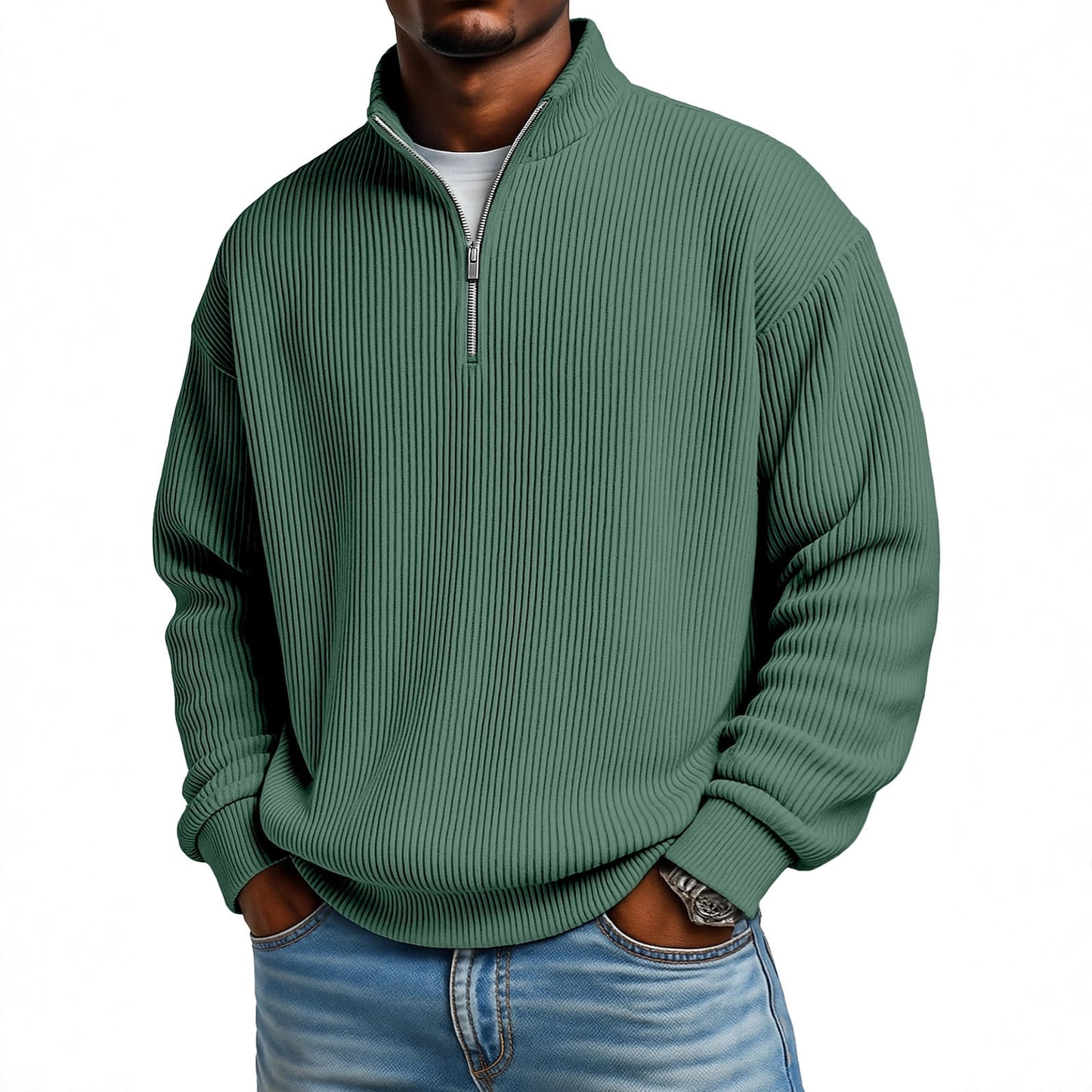 Corduroy Zipped Polo Shirts
