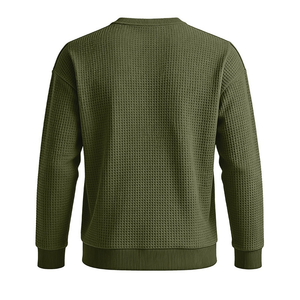 Classic Waffle Knit Crew Neck Sweatshirt