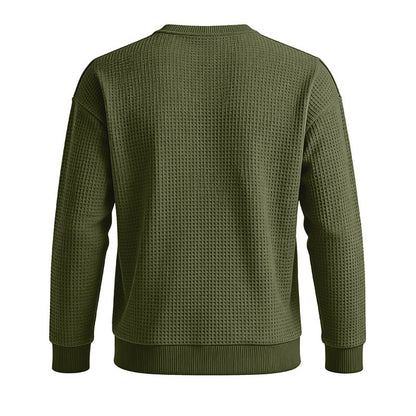 Classic Waffle Knit Crew Neck Sweatshirt