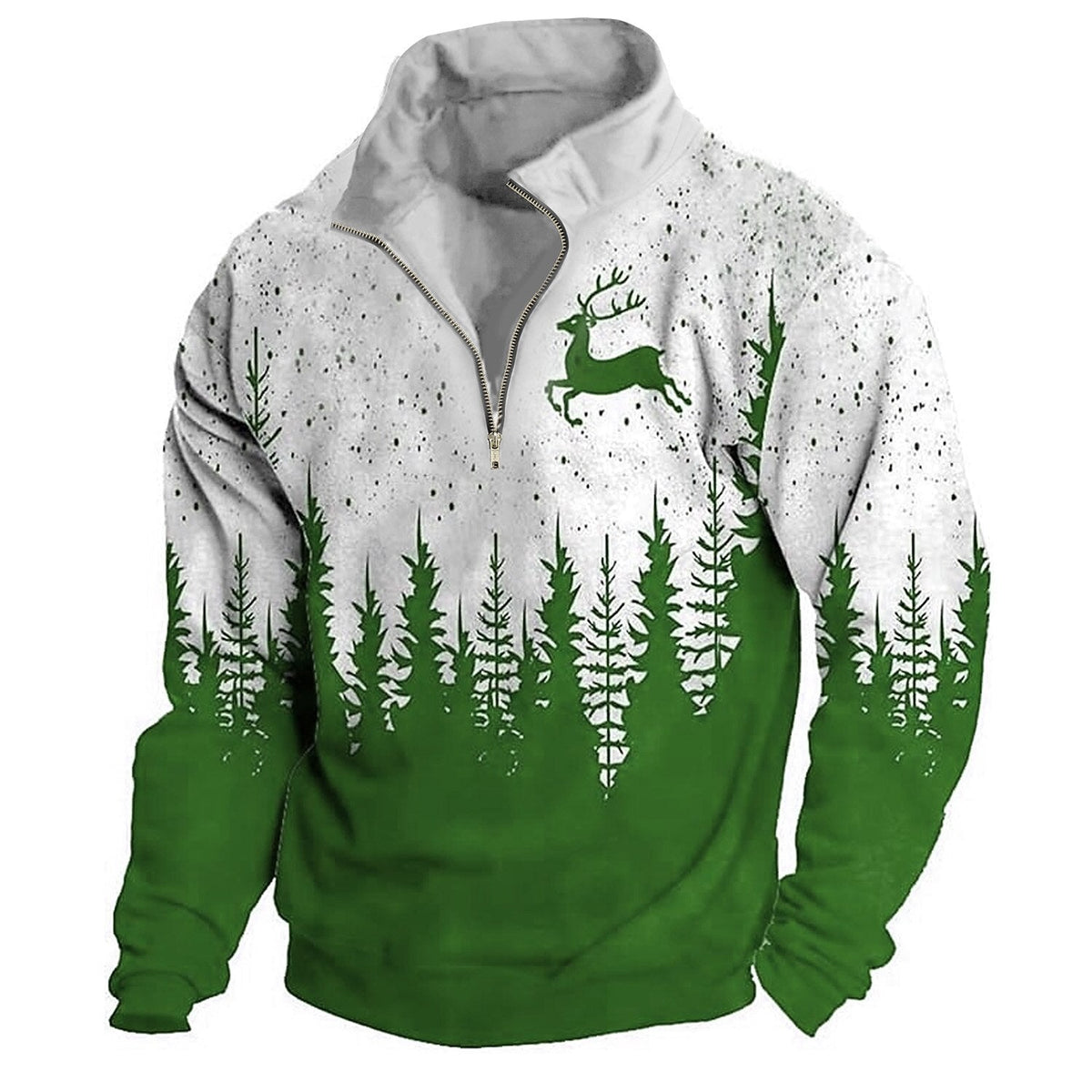 Christmas Deer Trees Quarter Zip Sweatshirt