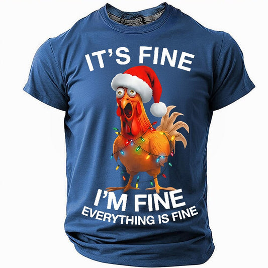 Men's Funny Chicken Christmas Graphic T-Shirt