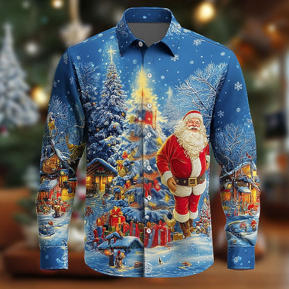 Men's Santa Tree Christmas Long Sleeve Shirt