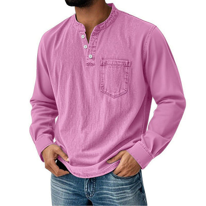 Vintage Washed Cotton Henley T-Shirt