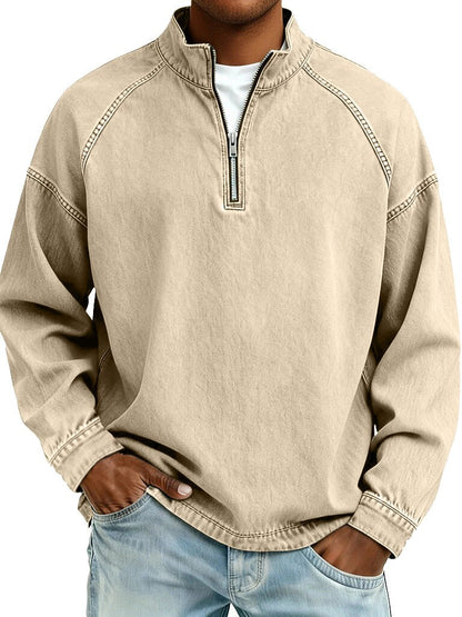 Vintage Zip Up 100% Cotton Henley Shirt