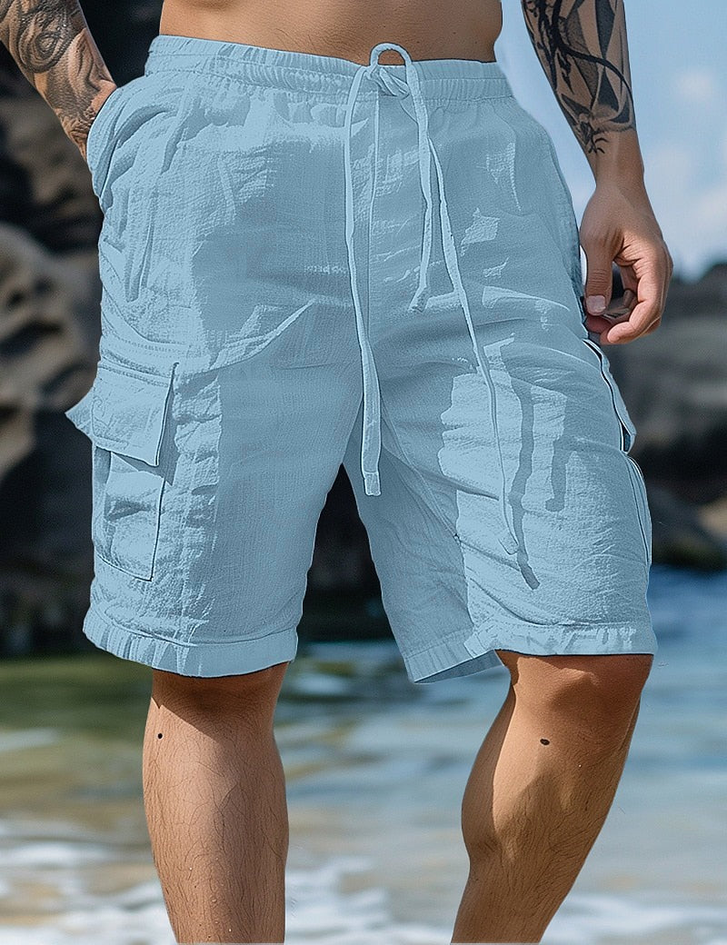 Men's Summer Linen Shorts-Multi-Pocket, Casual & Comfortable