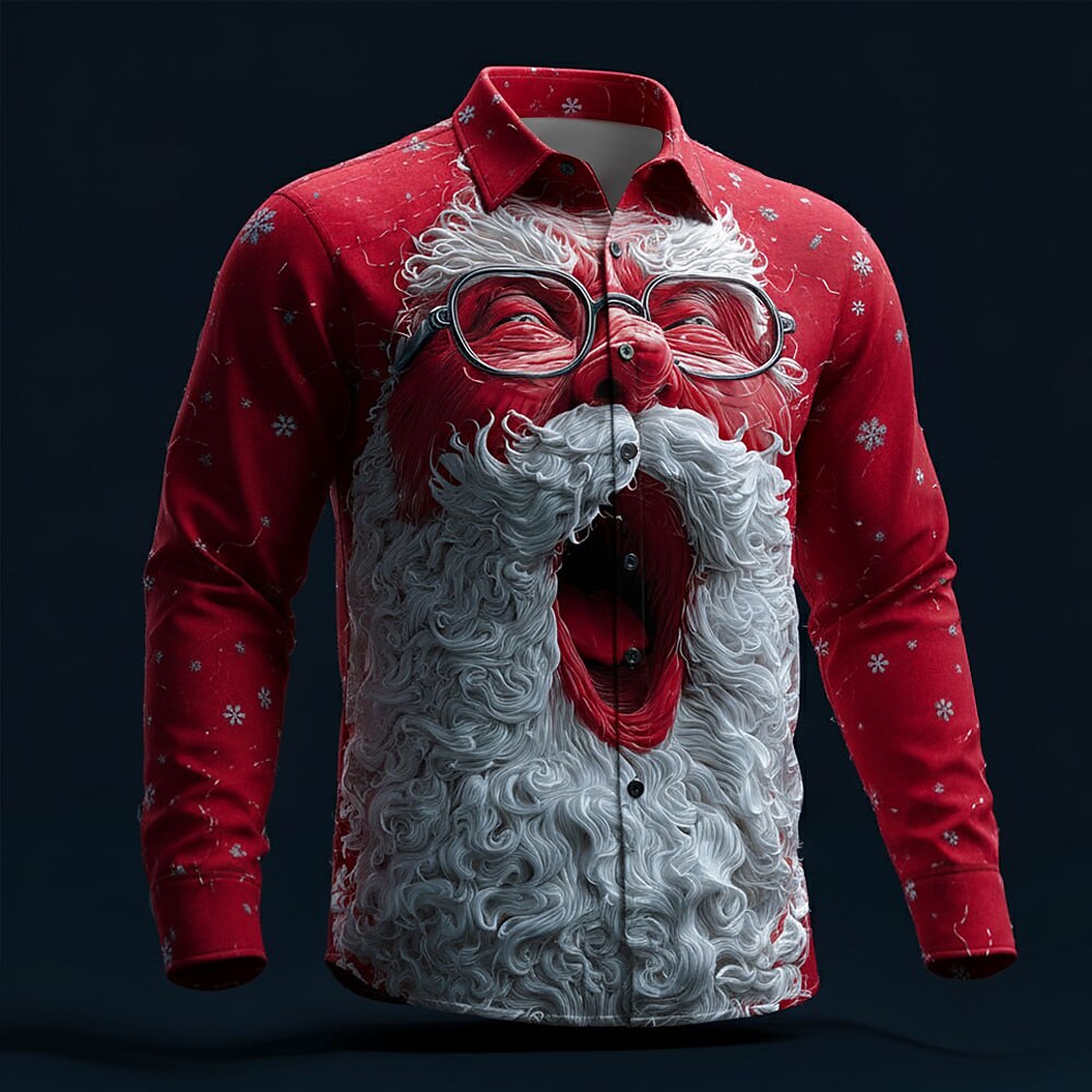 Men's Christmas Roaring Santa Print Shirt