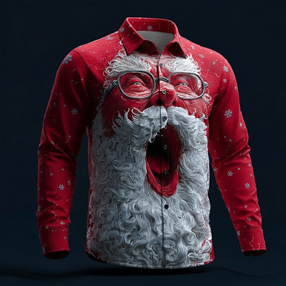 Men's Christmas Roaring Santa Print Shirt