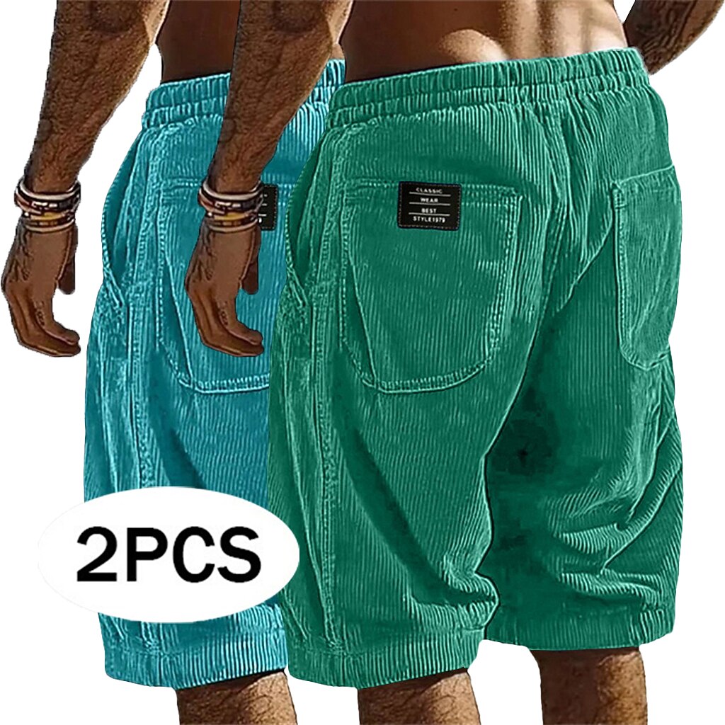 2-Pack Corduroy Cargo Shorts With Pockets